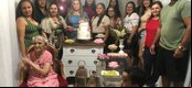 Dona Pedrina de Seu João Branco com familiares durante a confraternização pelos seus 106 anos